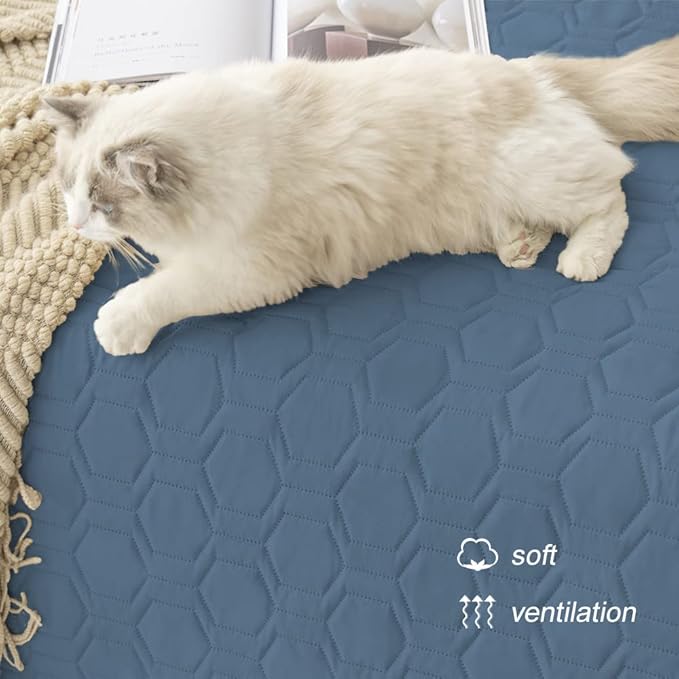 Tcksstex Waterproof and Non-Slip Dog Bed Cover and Pet Blanket Sofa Pet Bed Mat ，car Incontinence Mattress Protectors Furniture Couch Cover for Most Cats Dogs, Pets（40x50- Navy Blue） - Image 5