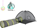 Outdoor Cat Enclosures Indoor, Portable Mesh Tent, Tunnel, Playhouse With Adjustable Harness and Leash for Walking, Colorful Tease Ball for Animals by Wilwolfer