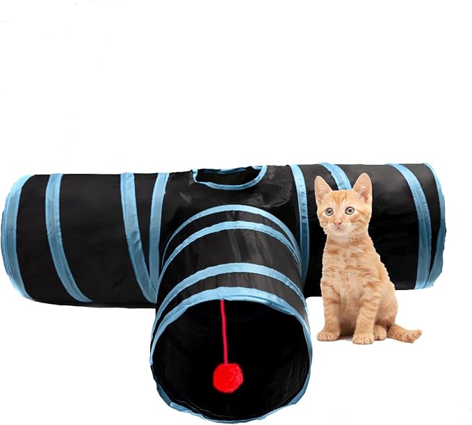 Cat Tunnel, Collapsible Tube with 1 Play Ball Kitty Toys, 3 Ways Cat Tunnels for Indoor Cats, Puppy, Kitty, Kitten, Rabbit by Unknown