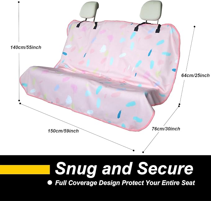 Back Seat Cover for Car Trucks Van SUV Jeep,Waterproof Rear Bench Towel Seat Covers for Kids,Automotive Backseat Protector (Pink Marbling) - Image 2