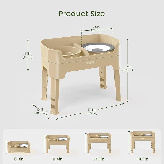 4-in-1 Elevated Dog Bowls with Adjustable Stand, Slow Feeder & Water Bowls - Image 2