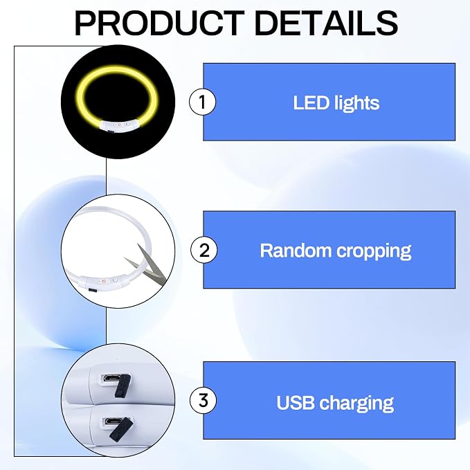 Lighted Dog Collar, Rechargeable 7 Colors Changing Light Up Dog Collar, Adjustable Glowing Dog Collar, Make Dog Visible and Safety for Night Walking, Cuttable for Small Medium Large Dogs - Image 3