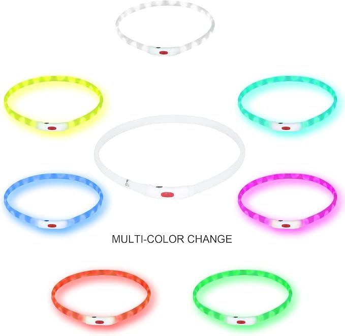 LED Multi-Color Dog Collar, Rechargeable 7 Colors Changing Light Up Dog Collar, Dog Lights Make Pet Visible and Safety for Night Walking，Outdoor, Camping, for Small Medium Large Dogs - Image 3