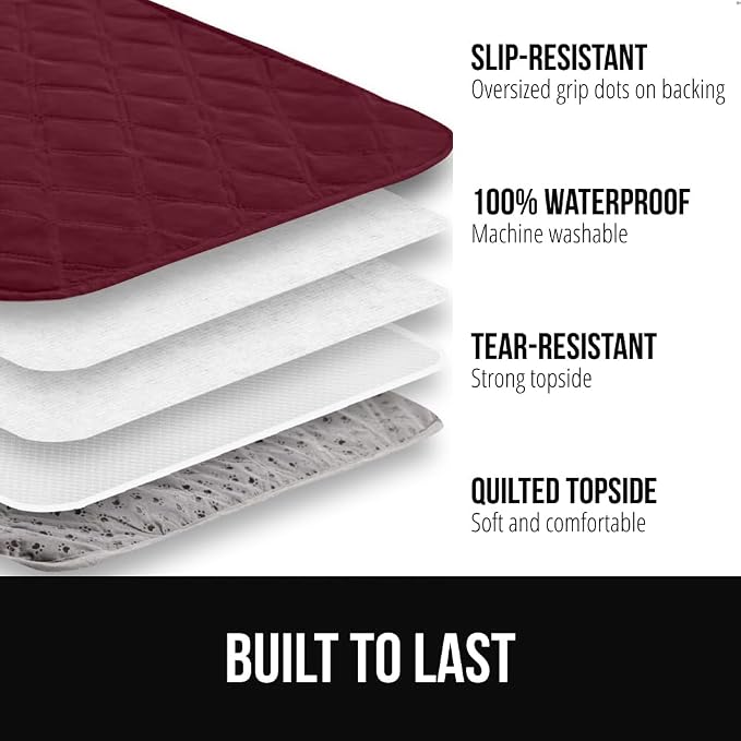 GORILLA GRIP® Waterproof Dog Blanket, Couch Cover for Dogs, 40x50 Burgundy | Silicone Grip Backing, Washable, Leakproof, Protects Sofa, Sectional, Bed, Crate, Car and RV, Senior Pet Essential - Image 2