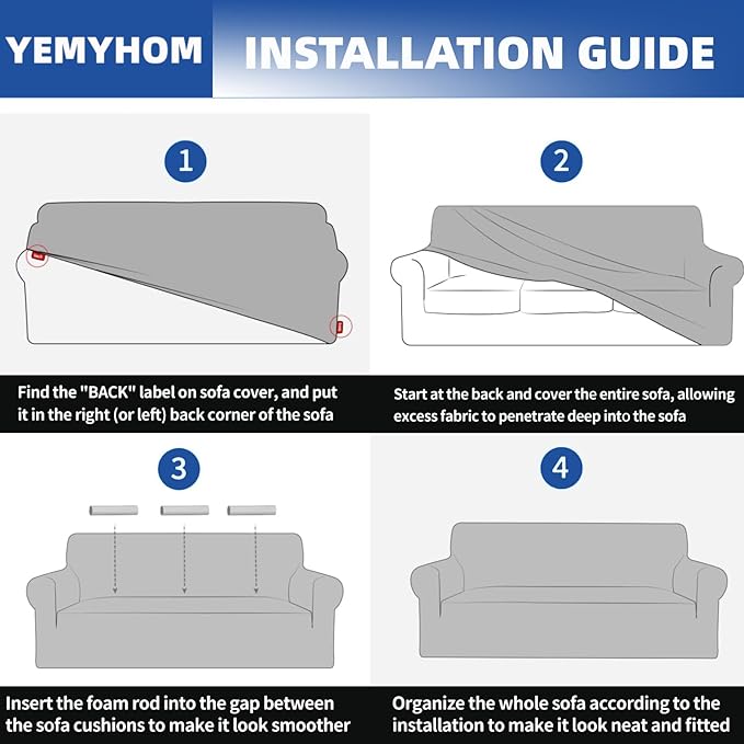 YEMYHOM Couch Cover Latest Jacquard Design High Stretch Sofa Covers for 2 Cushion Couch, Pet Dog Cat Proof Loveseat Slipcover Non Slip Elastic Furniture Protector (Medium, Begonia Leaf Blackish Green) - Image 7