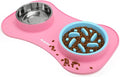 Slow Feeder Dog Bowls 3 in 1 Stainless Steel Food Water Bowl to Slow Eating | Durable, Non-spill & Non-skid with Silicone Mat Design, Slow Down Eating, Suitable for Small Medium Large Dogs and Cats by Anipaw