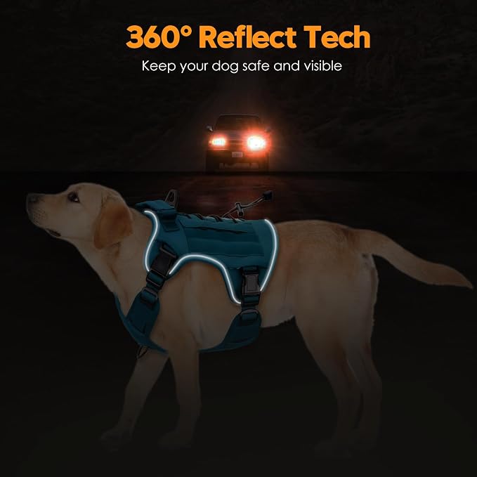 Heavy-Duty Tactical Dog Harness for Large Dogs, No Pull Adjustable Reflective Pet Vest with Molle System, K9 Military-Grade Control for Service Training, Outdoor & 10+ Breeds, Blue, X-Large - Image 5