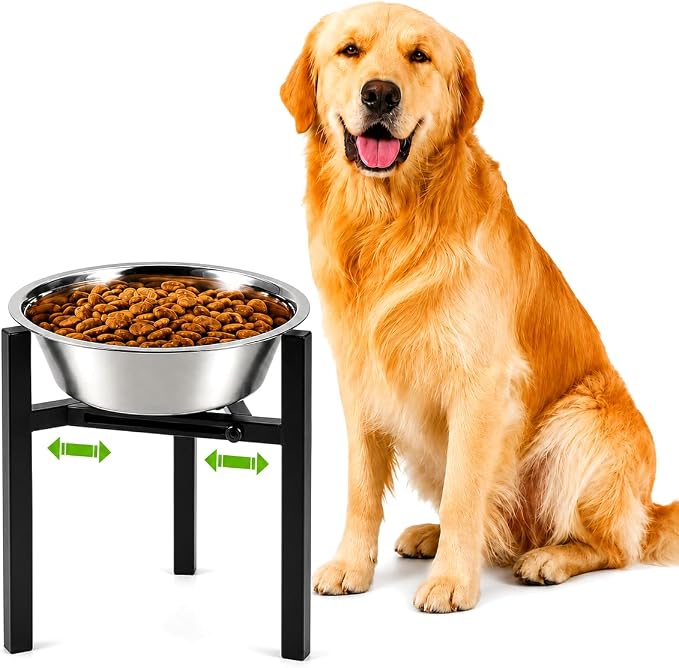 Adjustable Width Dog Bowl Holder - Single Bowl Feeder for Medium to Large Breed Dogs, fits Bowls from 8-11 inches, Sturdy Metal Construction, Ergonomic Design (Bowl not Included) (1-Pack) by Unknown