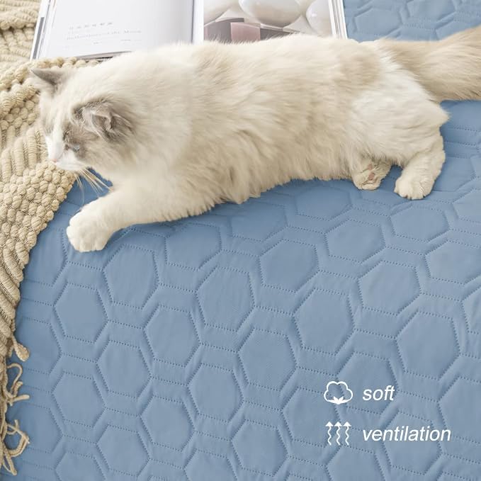 Tcksstex Waterproof and Anti-Slip Dog Bed Cover and Pet Blanket Sofa Pet Bed Mat ，car Incontinence Mattress Protectors Furniture Couch Cover for Most Cats Dogs, Pets（30x70-Stoneblue） - Image 5