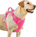 BARKBAY No Pull Dog Harness 3 Buckles Large Reflective Dog Harness with Front Clip and Easy Control Handle for Walking Training Running with ID tag Pocket(Pink,L) by BARKBAY