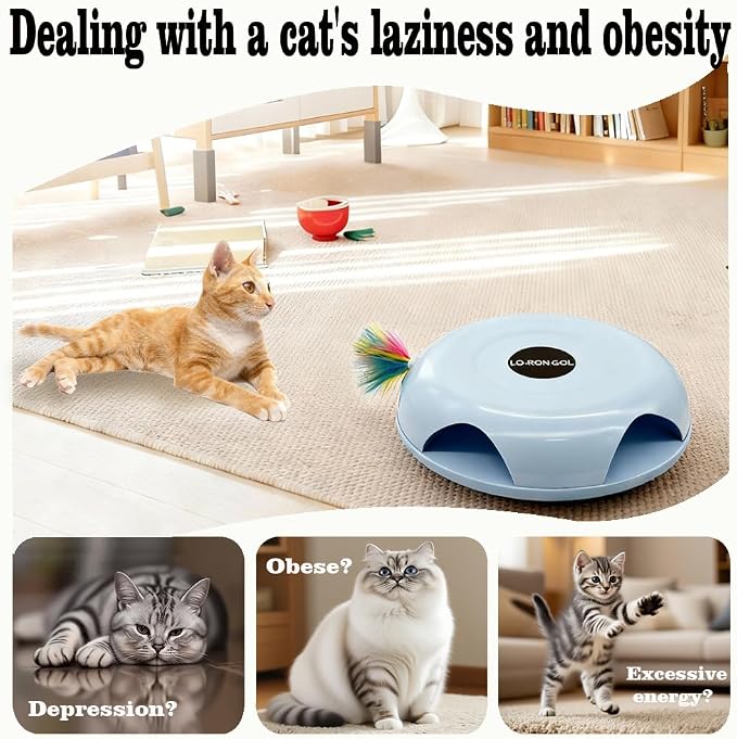 Interactive Whack-a-Mole Cat Toy — Automatic Mushroom Feather Pop-Up Play Toy for Cats, Cognitive Stimulation & Exercise, Durable Pet Entertaining Game (Blue) - Image 5