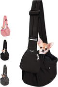 Lukovee Pet Sling, Small Pet Carrier, Hard Bottom Support & Safety Hook | Adjustable Drawstring Opening, Comfortable Padded Shoulder Strap, Zipper Pocket, Dog Slings Purse for Small Dog Cat (Black) by Lukovee