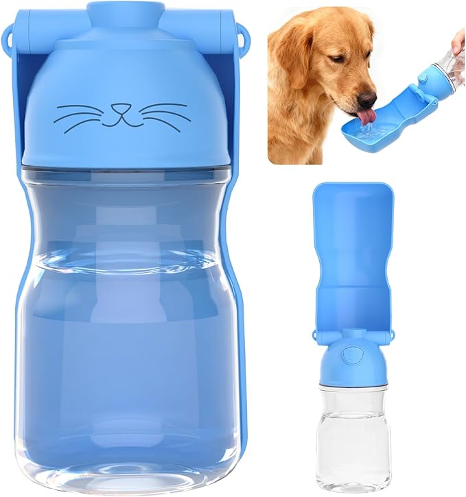 Amerisun Dog Water Bottle16.9 OZ Collapsible Leak-Proof Pet Water Bowl | Collapsible Water Bottle,Suitable for Dog, Cat, Puppy Guinea Pig Hamster & Bunny Ideal for Walking Hiking(A012B-blue) by Amerisun