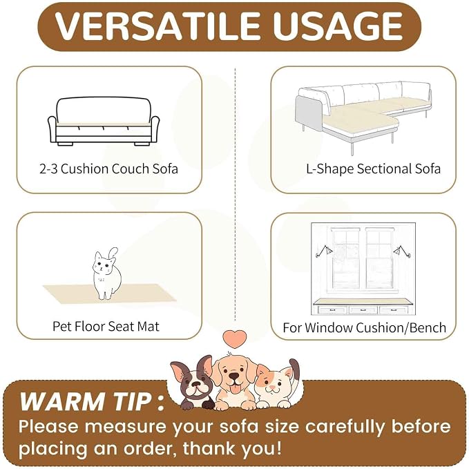 OTOB Couch Cover for Dogs Washable, Non Slip Pet Friendly Sofa Protector | Coffee, 27.6" x 59.1", All Seasons, Soft Fuzzy Plush, Loveseat Dog Couch Covers for Sofa, Breathable, Thick Wear-Resistant - Image 9