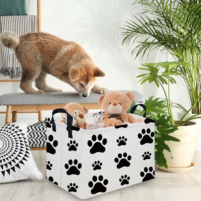 Rectangular Dog Basket,Nursery Hamper,Collapsible canvas kids toy storage box,Kids room storage basket,Gift Basket(Dogs) - Image 4