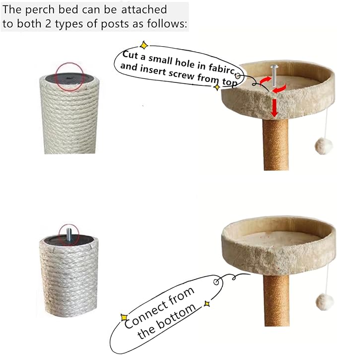 SHENGOCASE 13.5" Cat Tree Tower Accessories Replacement Parts Top Perch Bed Platform, Cat Tower Add ons (Grey, M10) - Image 2