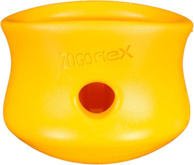 WEST PAW Zogoflex Toppl Interactive Treat Dispensing Puzzle Dog Toy for Mental Stimulation & Enrichment-Holds Kibble & Treats-Lickable, Freezable & Dishwasher Safe-Made in USA-XL-Sunflower Yellow by WestPaw