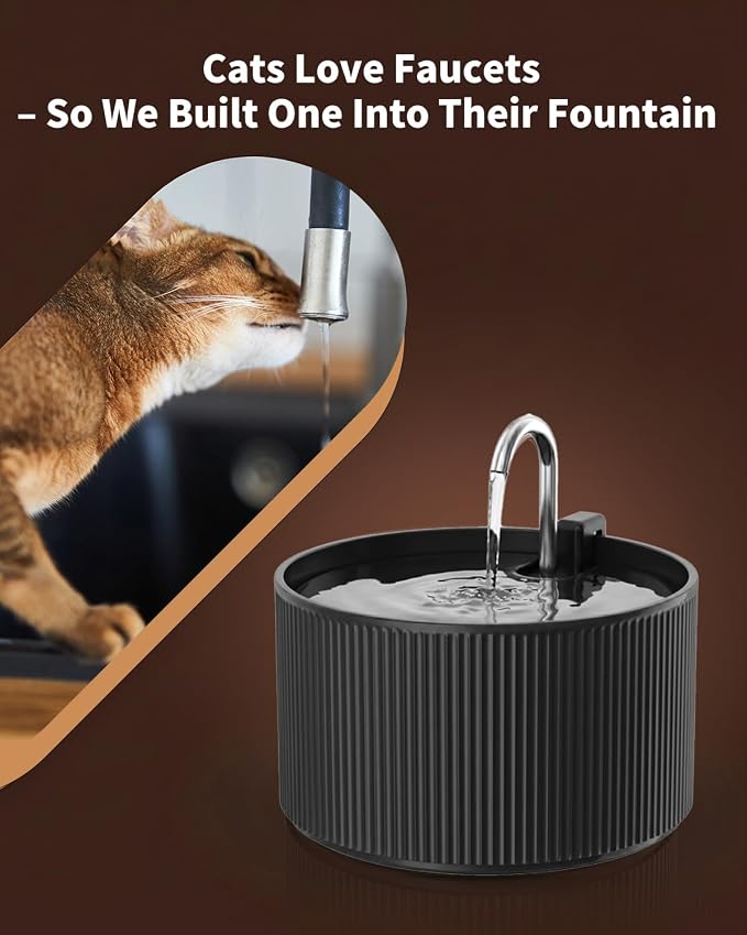 Wonder Creature Ceramic Cat Water Fountain 2.2L/74oz (Black) | Quiet Pet Fountain with BPA-Free Ceramic Material, Triple Filtration System, Easy Cleaning Design for Cats and Dogs - Image 4