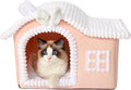 Rabbit Cat Houses for Indoor Cats, Chimney Cute Cat Bed Cave, Enough Interior Space, Cartoon Soft Pet House Up to 3-10 lbs Kitten, Pink by JIUPETY