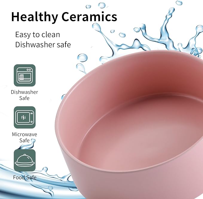 Pink Raised/Elevated Ceramic Dog Bowl for Small Medium Sized Breeds,Dog Food Water Bowl with Stand,6 in Non Slip Heavy Pet Feeding Dish 3.6 Cups/ 850 ml /28 OZ - Image 5