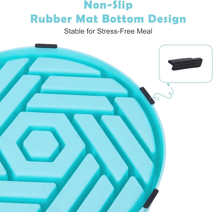 TOBYTO Slow Feeder Dog Bowls Large Medium Breed,Anti-Choking Slow Eating Dog Food Bowl,Non Slip Pet Slower Food Feeding Bowls Large Puzzle Slow Feeder Bloat Stop Maze Dog Dishes,Blue - Image 8