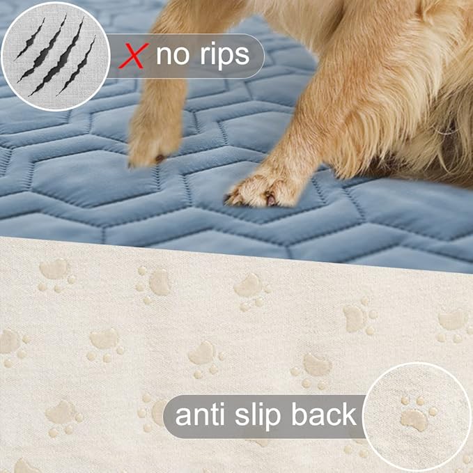 Tcksstex Waterproof and Anti-Slip Dog Bed Cover and Pet Blanket Sofa Pet Bed Mat ，car Incontinence Mattress Protectors Furniture Couch Cover for Most Cats Dogs, Pets（52x82-Stoneblue） - Image 3