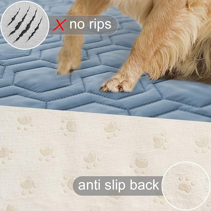 Tcksstex Waterproof and Anti-Slip Dog Bed Cover and Pet Blanket Sofa Pet Bed Mat ，car Incontinence Mattress Protectors Furniture Couch Cover for Most Cats Dogs, Pets（82x102-Stoneblue） - Image 3