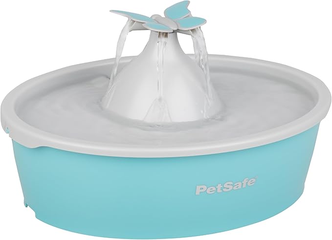 PetSafe Butterfly Cat Water Fountain, Pump & Filters, 50 oz Capacity | Butterfly Topper Creates 4 Water Streams, Replaceable Carbon and Foam Filter Keep Water Fresh and Clean by PetSafe