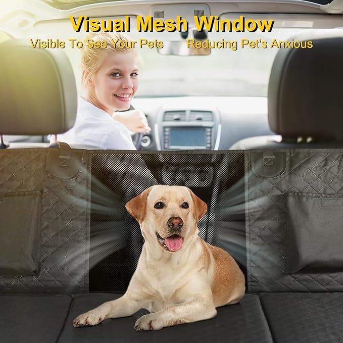 Vailge 6 in 1 Car Seat Cover for Back Seat, 60/40 Split, 100% Waterproof with Mesh Window, Scratch Prevent Anti-slip Dog Hammock, Standard - Image 4