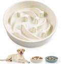 Ceramic Slow Feeder Dog Bowls,1.5 Cups Dog Food Dish for Medium&Large Breed | Puzzle Dog Food Bowl for Fast Eater, 28OZ, 8.15 inch(Beige) by Unknown