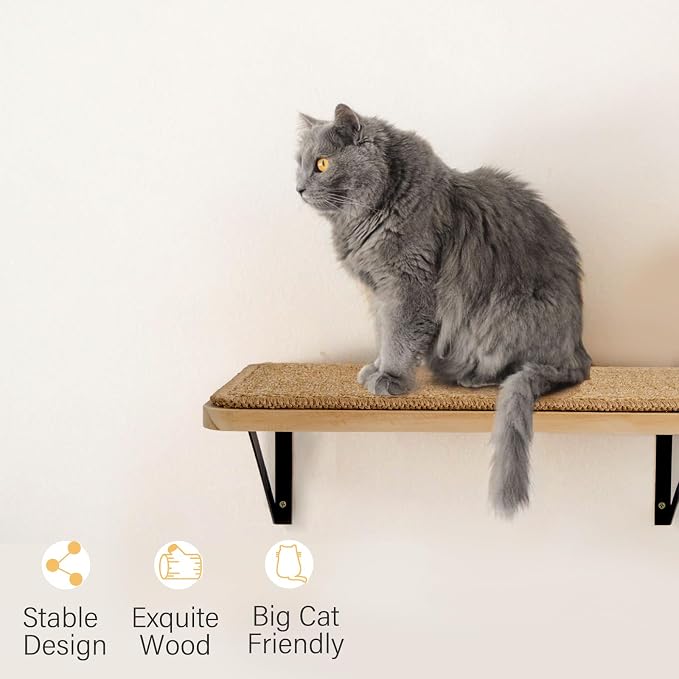 2Pack Wooden Cat Wall Shelves with Sisal Mat,16x9.8 Inch Cat Wall Step and Bed for Sleeping,Scratching and Playing. - Image 5