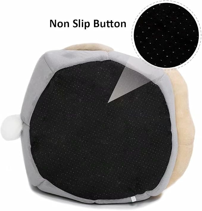 Cat Beds for Indoor Cats-Rabbit-Shaped Cat Cave Bed with Hanging Toy,Grey M | Super Soft Calming cat Tent house for Kitten&Puppy,Warm Plush&Machine Washable&Removable Cushioned Pad,Cute cat Hideaway - Image 7
