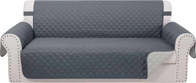 Reversible 4 Seater Sofa Cover 91" Large, Sofa, Dark Blue | Couch Cover Furniture Protector with Foam Sticks Elastic Straps Furniture Protector for Pets Children Dog Cat by LuxshareHome