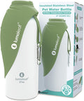 LumoLeaf Insulated Dog Water Bottle 27 oz Stainless Steel - Keep Water Cool or Warm, Portable Pet Water Bowl for Travel, Wide Mouth for Easy Ice Filling & Cleaning (Green, 27 oz) by LumoLeaf