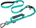 AUBELL Tactical Dog Leash Heavy Duty,4-6ft No Pull Bungee Leash,Teal | Reflective Dog Leash for Medium Large Dogs with Comfortable Padded Double Handle,Car Seat Belt,360 Degree Rotating Carabiner by AUBELL