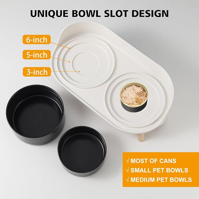 Elevated Ceramic Dog Bowl Set - Double Dog Feeding Bowls with Stand Splash Proof - Raised Dishes for Food and Water - Ideal for Small to Medium Dogs - 2 x 720 ml - 11.3 oz - Black - Image 5