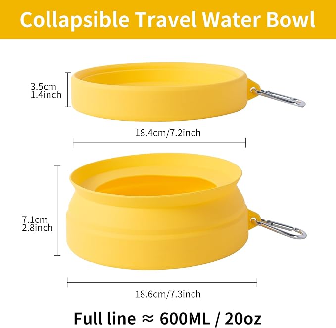 SLSON Spill Proof Dog Water Bowl for Cars,Collapsible No Splash Dog Travel Bowls Integrated Molding Portable Pet Bowl for Road Trip Truck,RV,SUV,Boat Accessories (Yellow) - Image 5