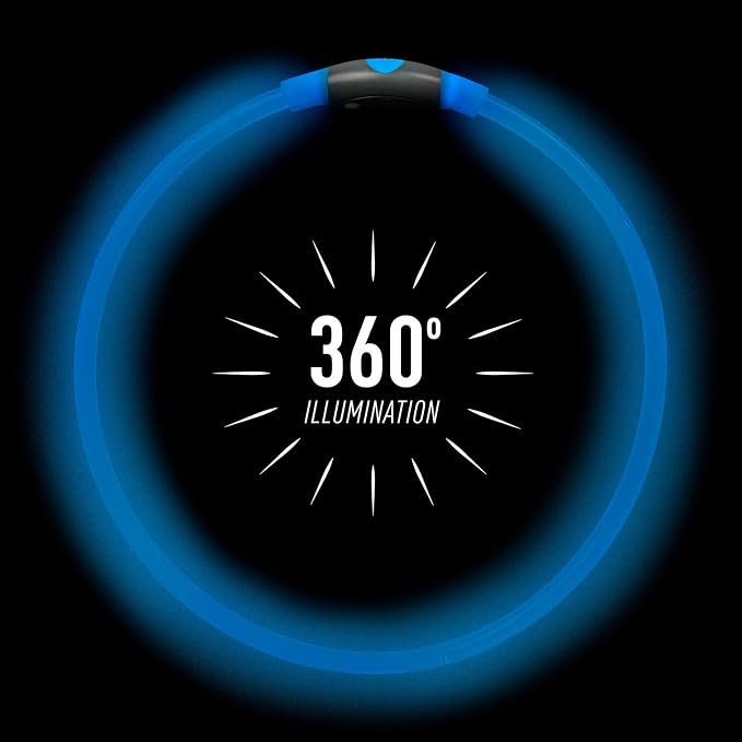 Nite Ize NiteHowl Rechargeable LED Safety Necklace - Dog Light for Dog-Walking Gear - Weather-Resistant Design - 5 Hours Runtime - Cut to Fit from 12” to 27” - Blue - Image 2