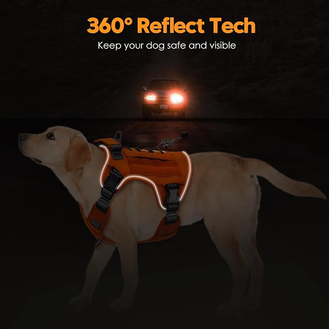 Heavy-Duty Tactical Dog Harness for Large Dogs, No Pull Adjustable Reflective Pet Vest with Molle System, K9 Military-Grade Control for Service Training, Outdoor & 10+ Breeds, Orange, Small - Image 5