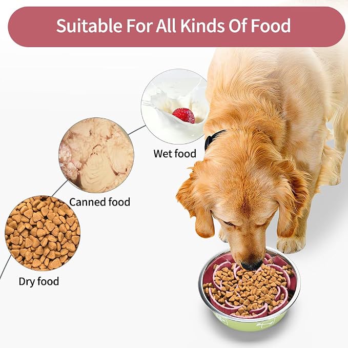 Slow Feeder Dog Bowls Insert,Third Generation upgradedSuper Firm Eating Bowl（Cuttable） for Large Breed and Medium Small Size Compatible with Regular Elevated Metal Glass Dog Bowl (Pink) - Image 4