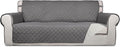 PureFit Reversible Quilted Sofa Cover Dog Couch Covers for Sofa, 66 in | Gray/Ivory, Water Resistant Couch Protector, Washable Pet Couch Cover with Non Slip and Elastic Straps For Kids by PureFit