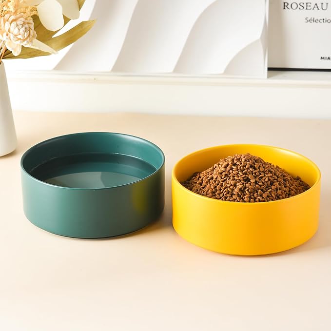 Ceramic Set of 2 Dog Bowls - Classic Dogs Food & Water Bowl for Small and Medium Breed, Heavy-Duty Non-Slip Dog Dishes, Food Grade Pet Bowl, Dishwasher & Microwave Safe (6'', 2*30OZ, Yellow) - Image 6