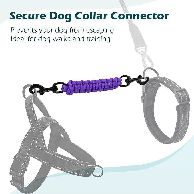 PetBonus Dog Collar Safety Clip, Handmade Prong Collar to Harness Connector | Dog Leash Backup Safety Strap, Escape Proof, Double Ended Clasp, Lead Connector for Pinch Collar, Harness (Purple) - Image 5