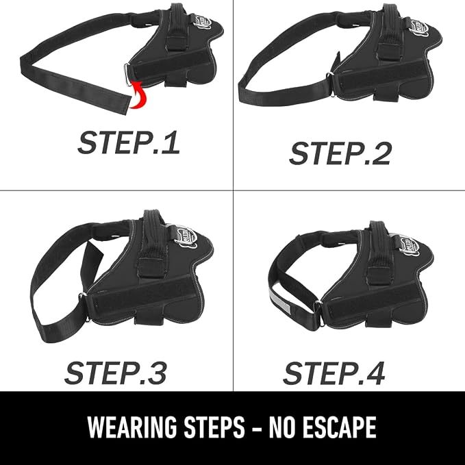 Dog Harness, No-Pull Reflective Dog Vest, Breathable Adjustable Pet Harness with Handle for Outdoor Walking - No More Pulling, Tugging or Choking (Black, XS) - Image 3