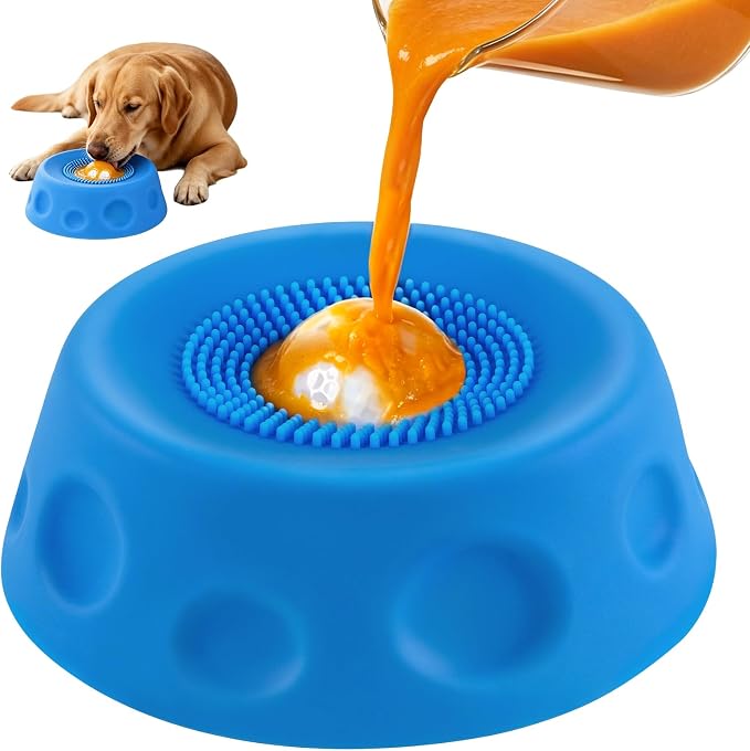 Slow Feeder Dog Bowl with Interactive Roll Ball, Anti-Slip Dog Lick Bowl | Slow Feeder Bowl for Liquid Treats, Bone Broth & Yogurt, Anxiety Relief Boredom Puzzle Feeder for Small Medium Dogs by Unknown