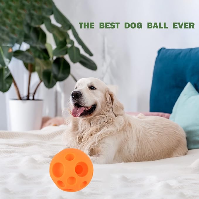 Evan Dog Toy Balls, 5 Inch Treat Tricky Ball Food Dispensing Toys Tricky Fun Interactive Dog Toy Food Dispenser Toy Puzzle Toy Ball Dog Chew Toys Ball for Large Medium Slow Feeder Dog Bowls（Orange） - Image 6