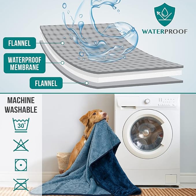 PetAmi Waterproof Dog Blanket, Leakproof Puppy Blanket, 29x40 Navy Blue | For Small Medium Pets, Furniture Sofa Couch Cover Protector, Fleece Throw Indoor Cat Kitten, Reversible Washable Soft Plush - Image 4