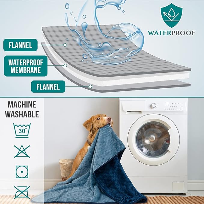 PetAmi Waterproof Dog Blanket, Leakproof Puppy Blanket, 24x32 Navy Blue | For Small Medium Pets, Furniture Sofa Couch Cover Protector, Fleece Throw Indoor Cat Kitten, Reversible Washable Soft Plush - Image 4