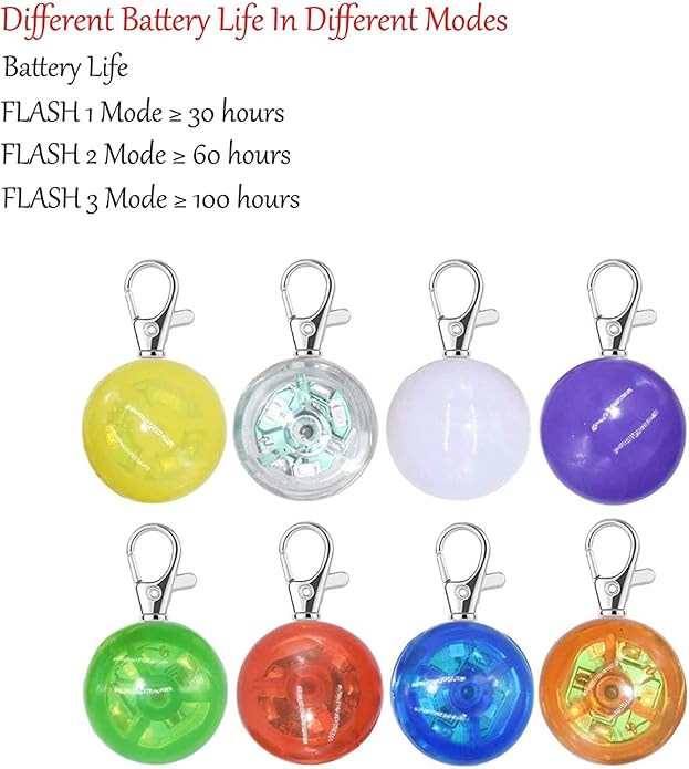 8 Pack Dog Lights for Night Walking, 3 Modes Dog Collar Light for Night Time, IP68 Waterproof Dog Lights Clip On, LED Safety Light for Large Medium Small Pets, Running, Camping, Climbing, Bike - Image 5