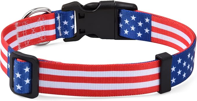 Mihqy American Flag Dog Collar, for Small Dogs Puppy Cats, Classic US,XS | Neck Fit 7.9"-11.8", US Flag Pattern, 4 Sizes for Small Medium Large Dogs, Comfortable for Walks and Outdoor Hikes - Image 2